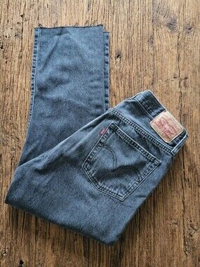 Levi’s 501 Original Faded Black Raw Hem Cropped Jeans W29 L23 100% Cotton Womens
